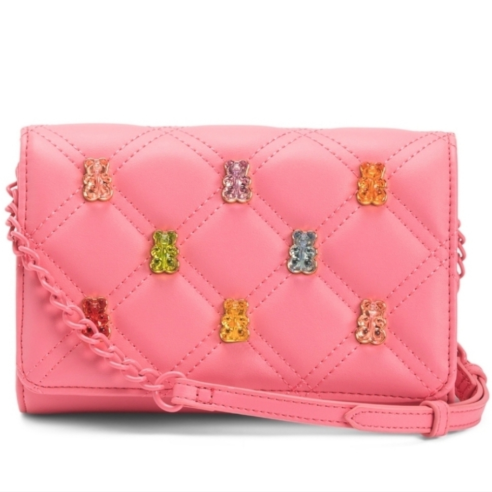 ๐งธโช๏ธBetsey Johnson SYBIL-G quilted Pink Gummy Bear Studs Crossbody